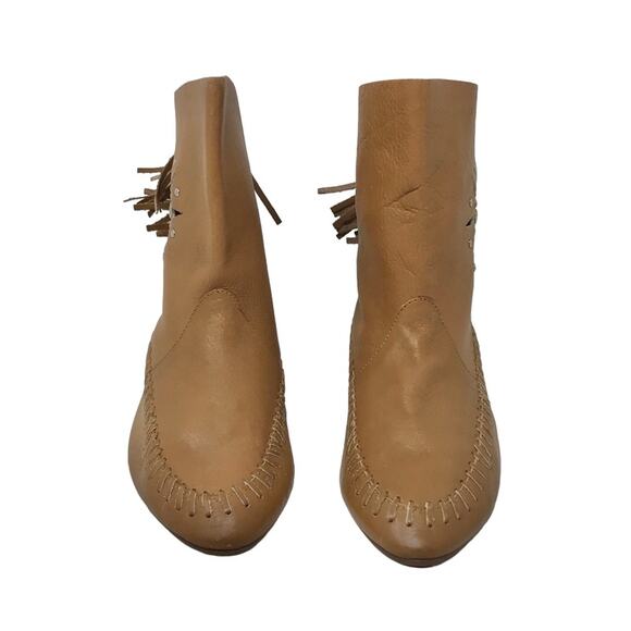 Clicks Leather Fringe Ankle Boots Tan & Silver Studded Western Indian Design - Picture 3 of 12